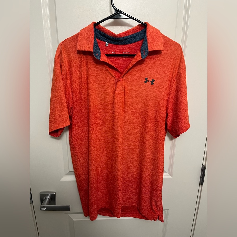 Under Armour Men's Bright Orange Polo in size S